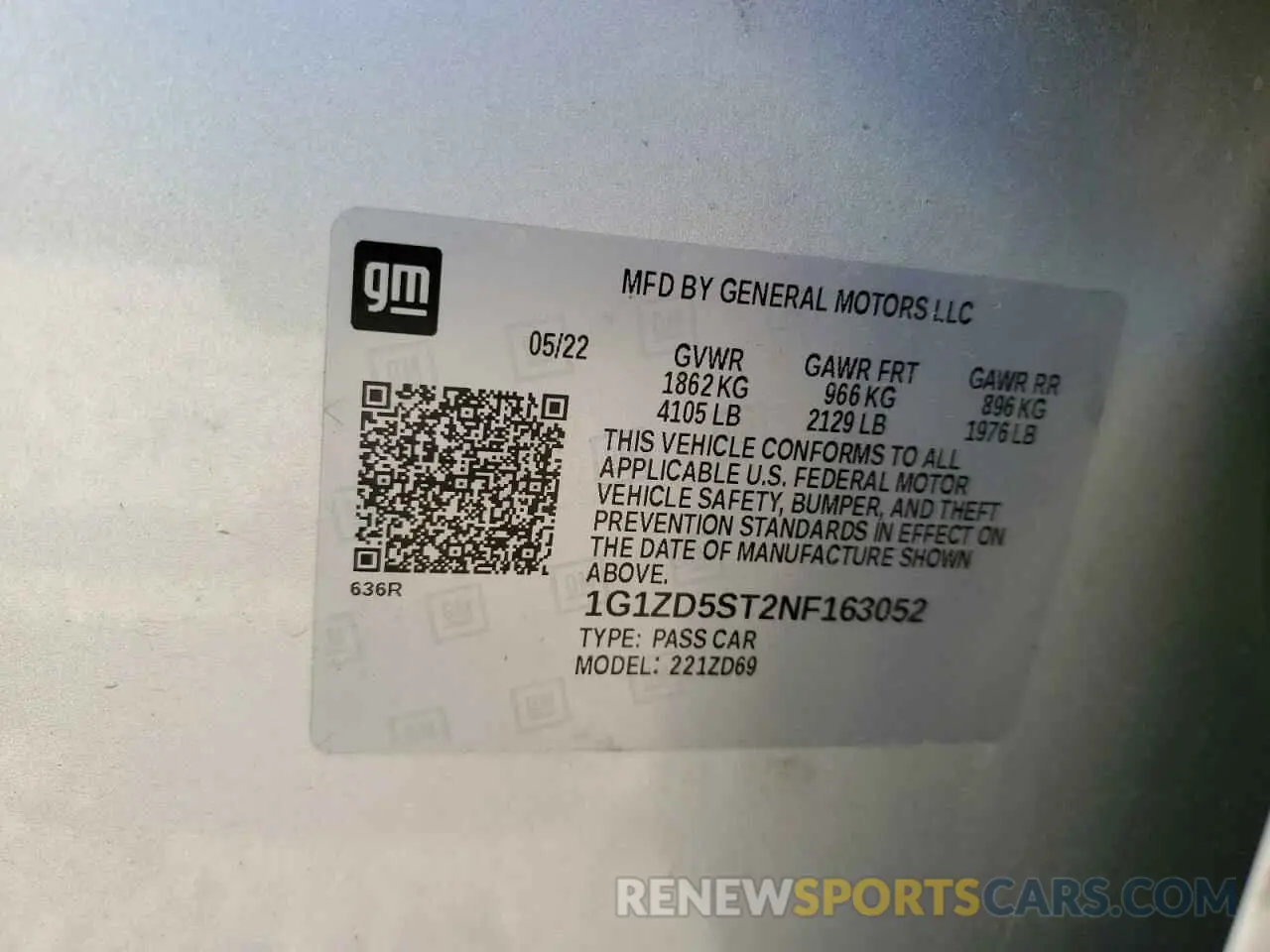 12 Photograph of a damaged car 1G1ZD5ST2NF163052 CHEVROLET MALIBU 2022