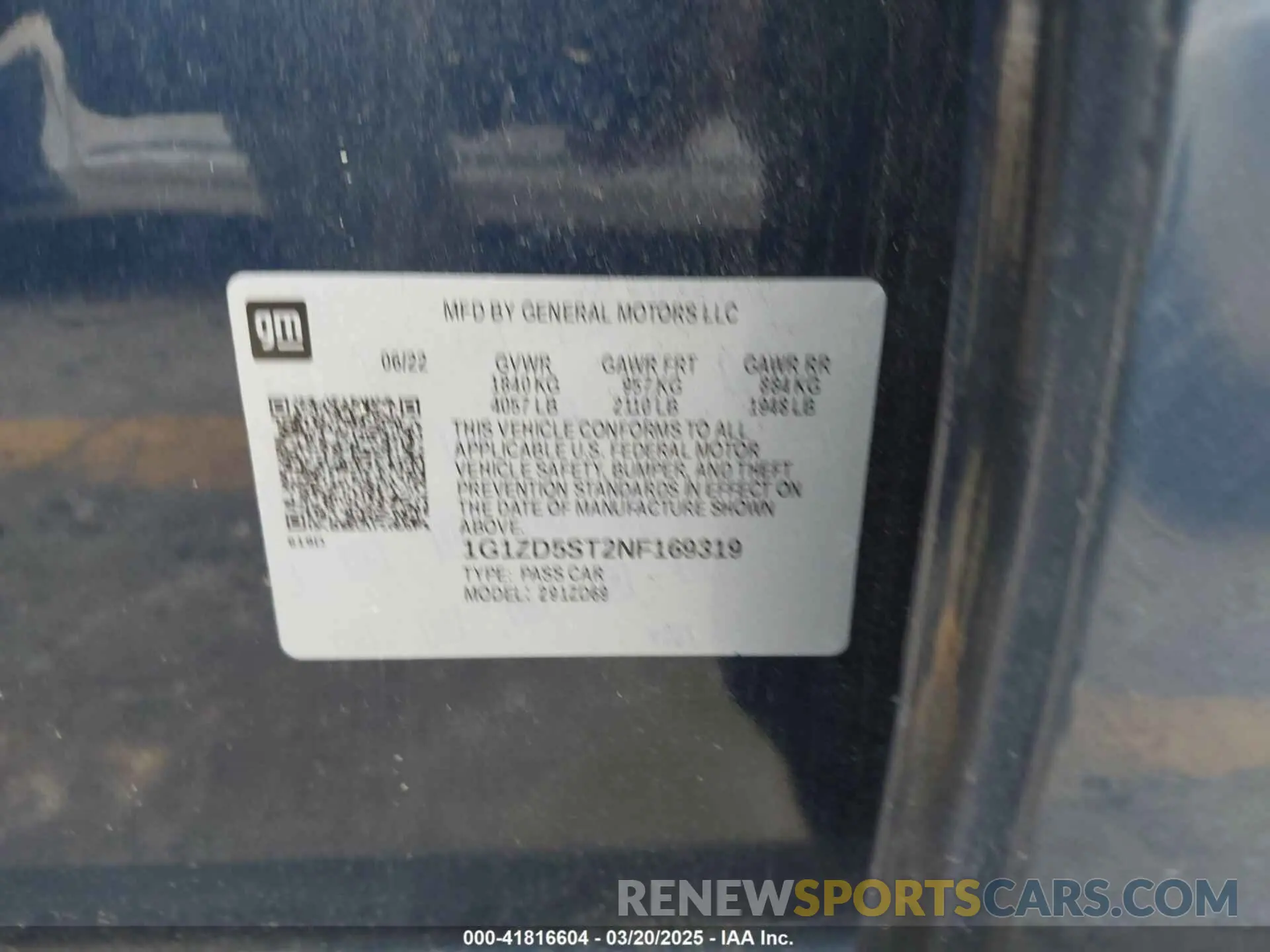 9 Photograph of a damaged car 1G1ZD5ST2NF169319 CHEVROLET MALIBU 2022