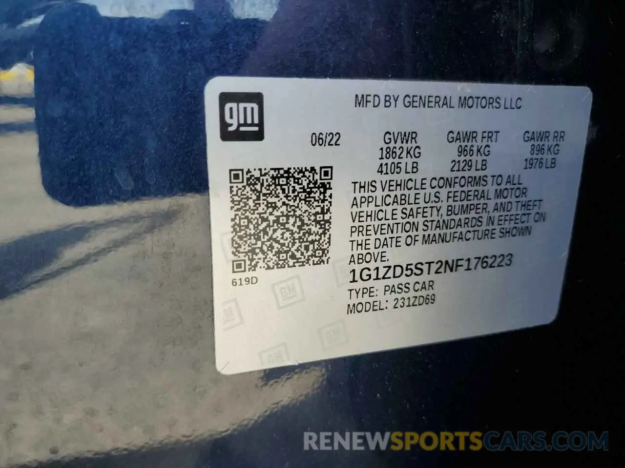 12 Photograph of a damaged car 1G1ZD5ST2NF176223 CHEVROLET MALIBU 2022