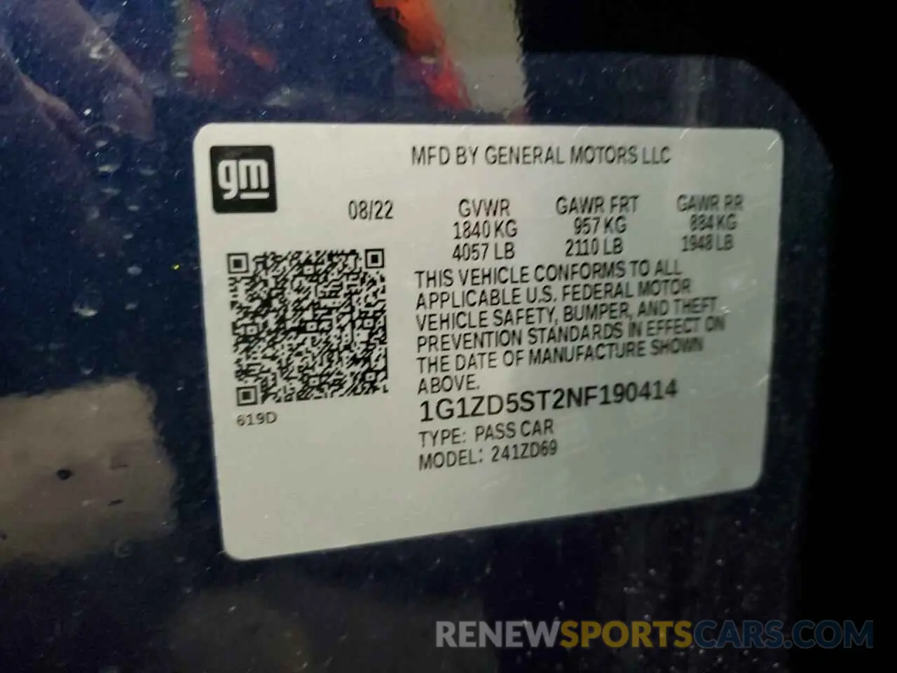 12 Photograph of a damaged car 1G1ZD5ST2NF190414 CHEVROLET MALIBU 2022