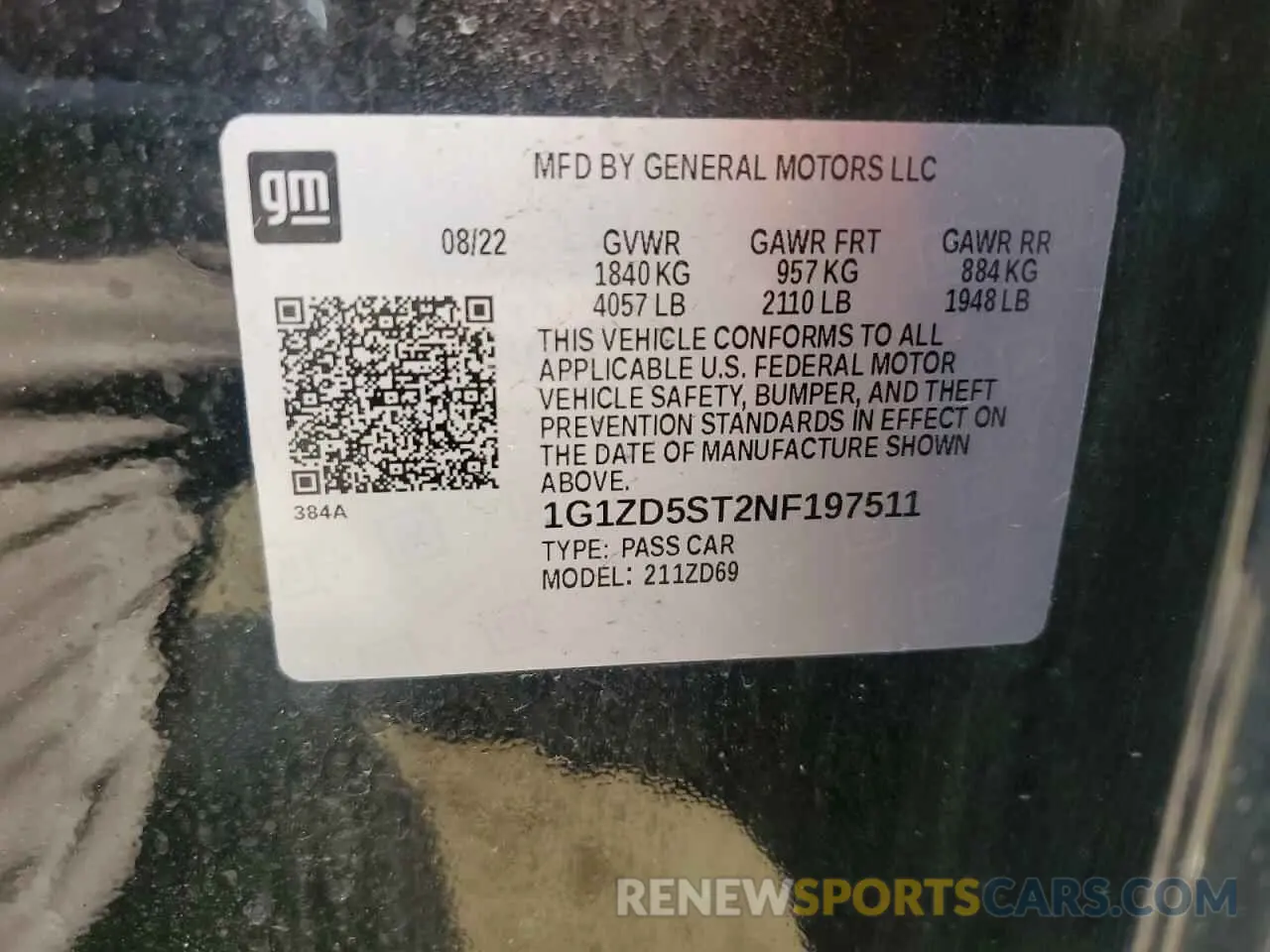 12 Photograph of a damaged car 1G1ZD5ST2NF197511 CHEVROLET MALIBU 2022