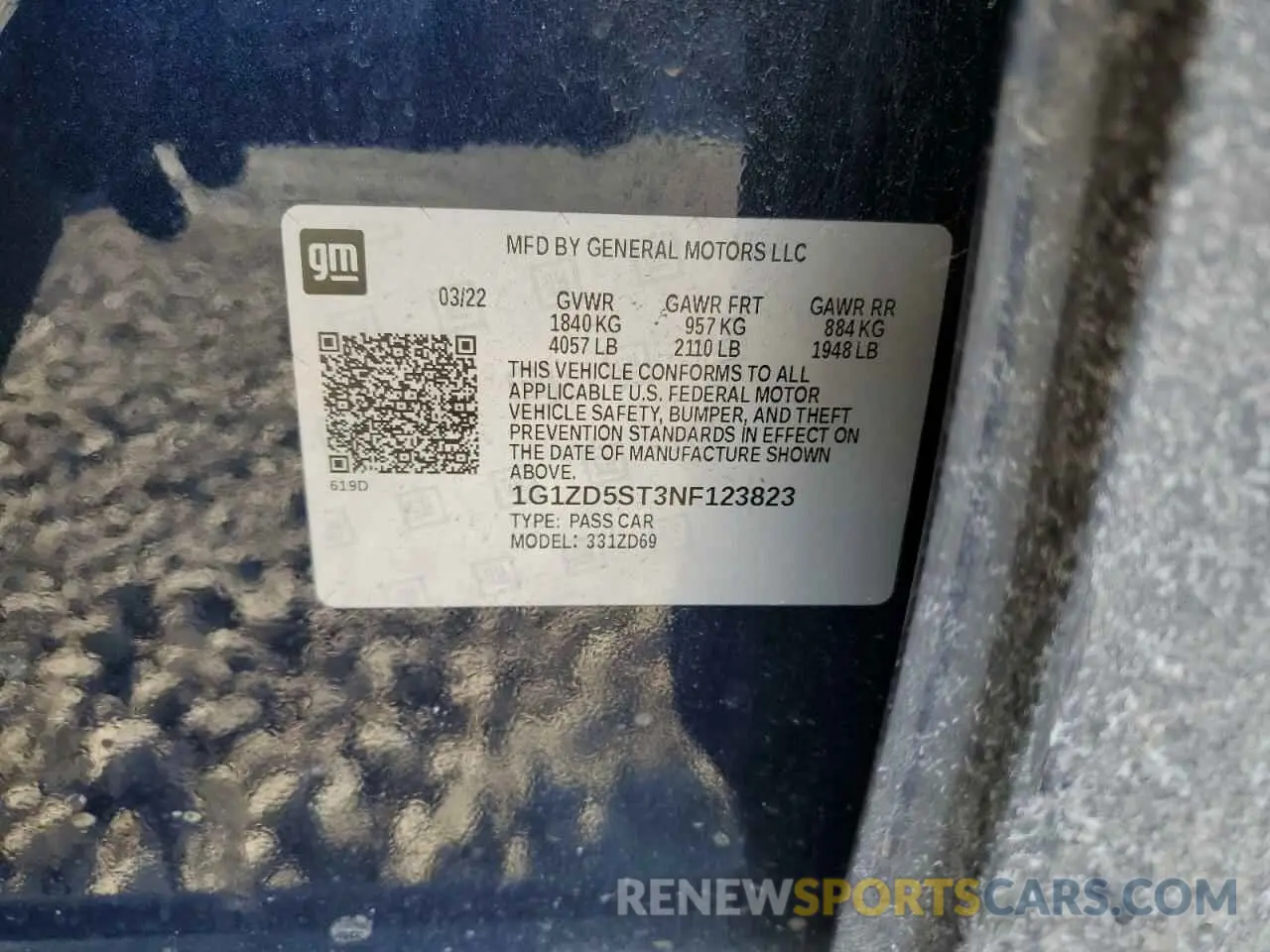 14 Photograph of a damaged car 1G1ZD5ST3NF123823 CHEVROLET MALIBU 2022