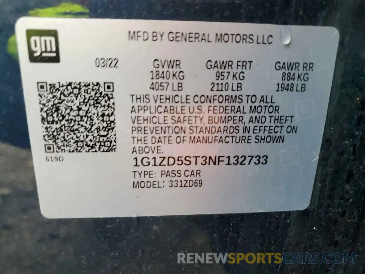 12 Photograph of a damaged car 1G1ZD5ST3NF132733 CHEVROLET MALIBU 2022