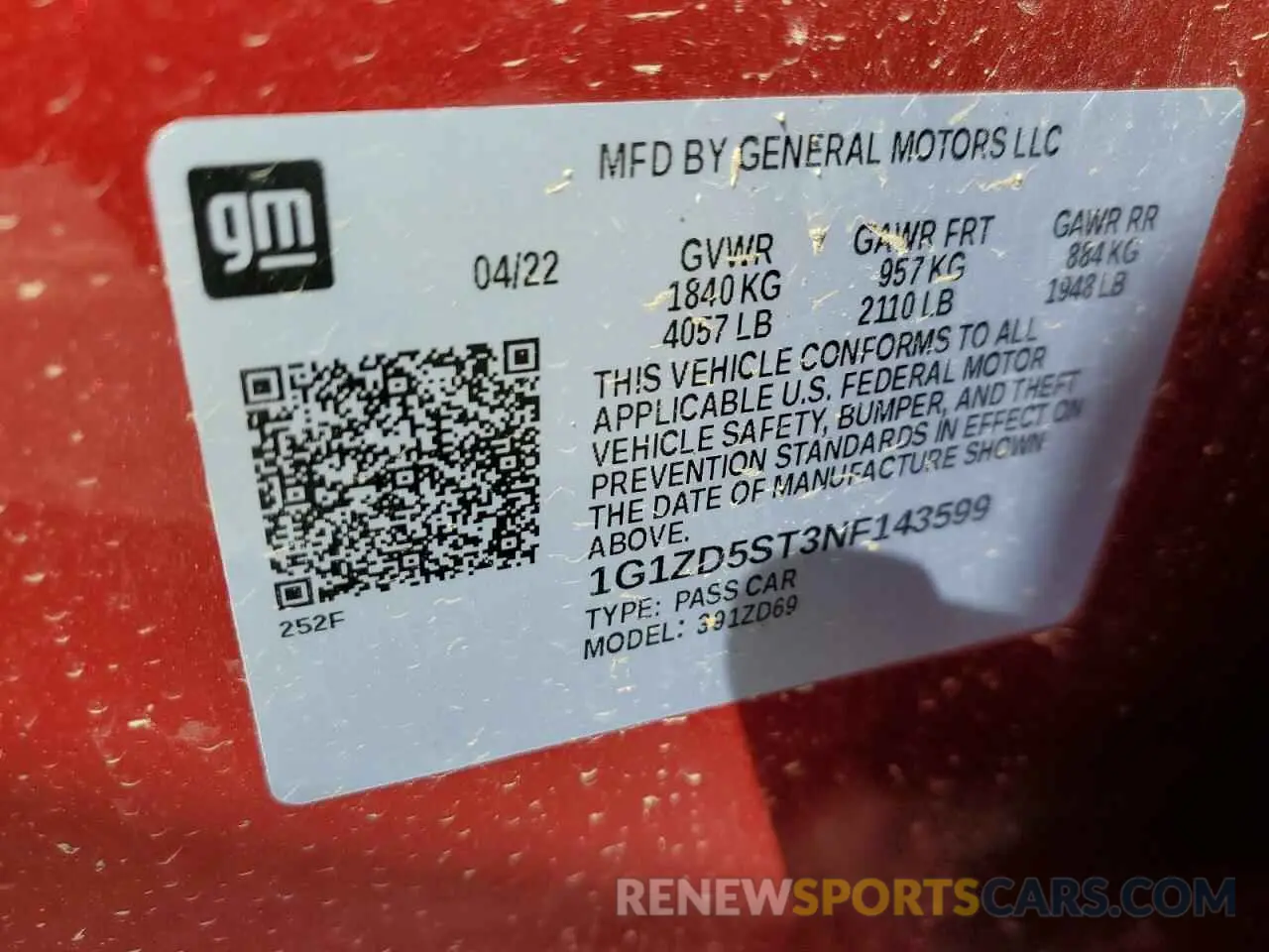 12 Photograph of a damaged car 1G1ZD5ST3NF143599 CHEVROLET MALIBU 2022