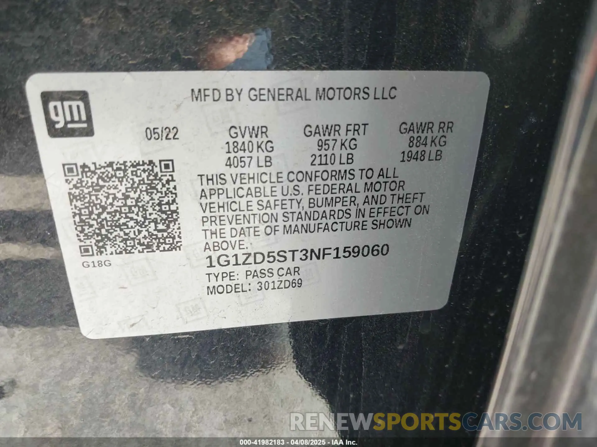 9 Photograph of a damaged car 1G1ZD5ST3NF159060 CHEVROLET MALIBU 2022