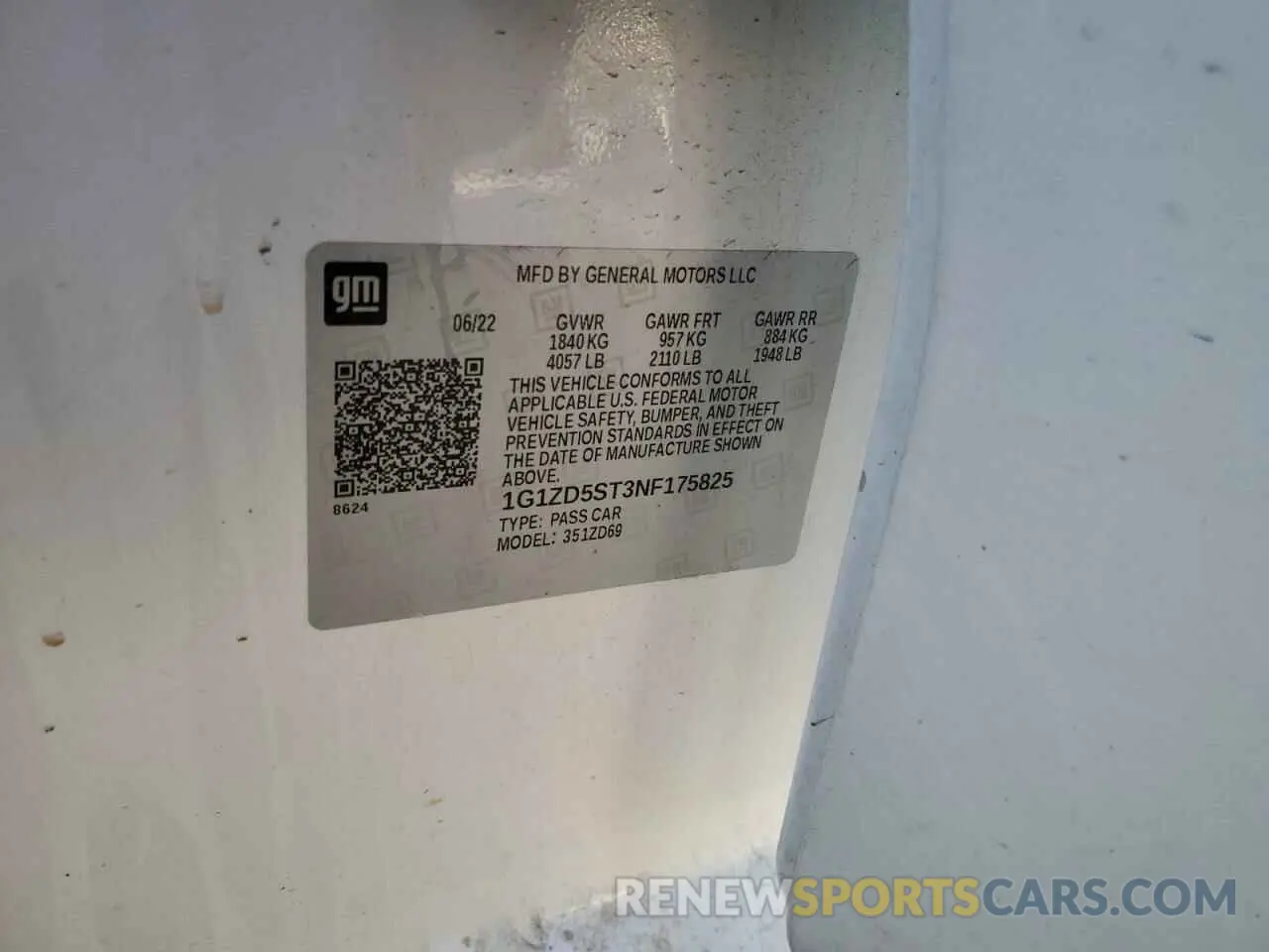 14 Photograph of a damaged car 1G1ZD5ST3NF175825 CHEVROLET MALIBU 2022