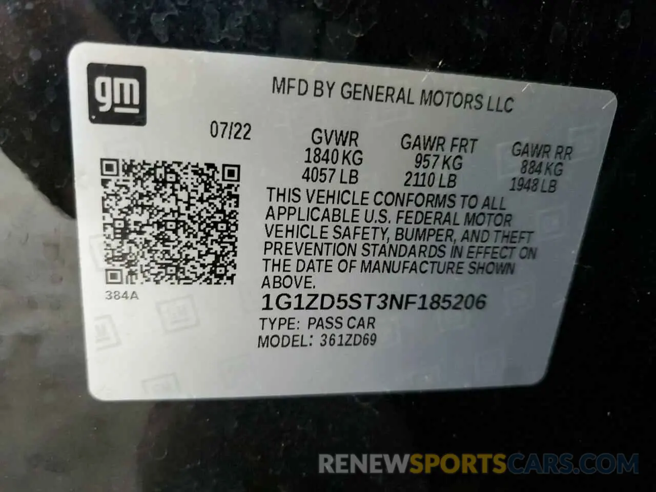 12 Photograph of a damaged car 1G1ZD5ST3NF185206 CHEVROLET MALIBU 2022