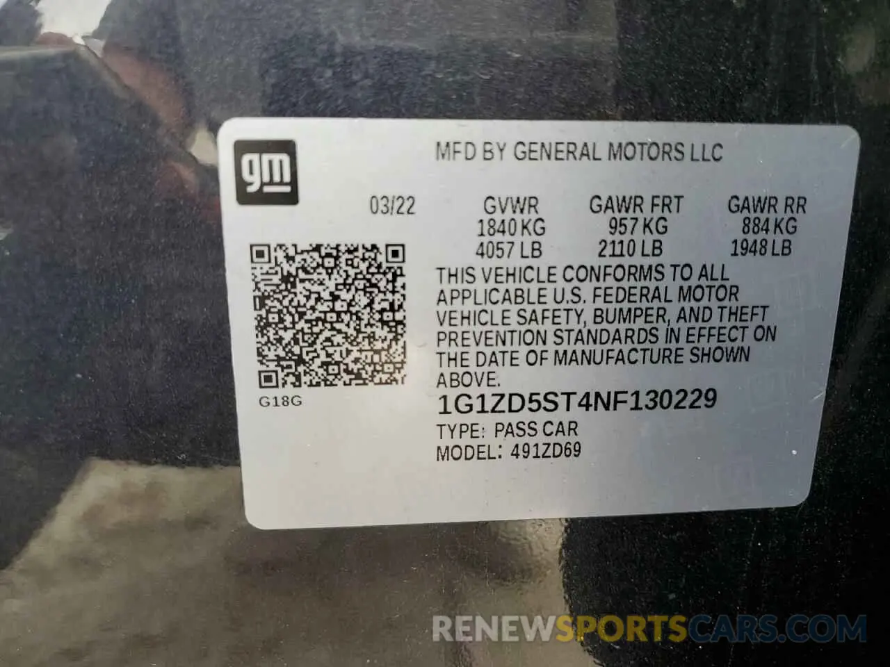 12 Photograph of a damaged car 1G1ZD5ST4NF130229 CHEVROLET MALIBU 2022