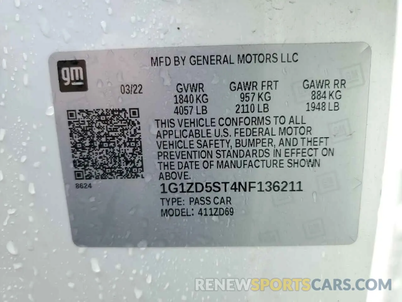 13 Photograph of a damaged car 1G1ZD5ST4NF136211 CHEVROLET MALIBU 2022