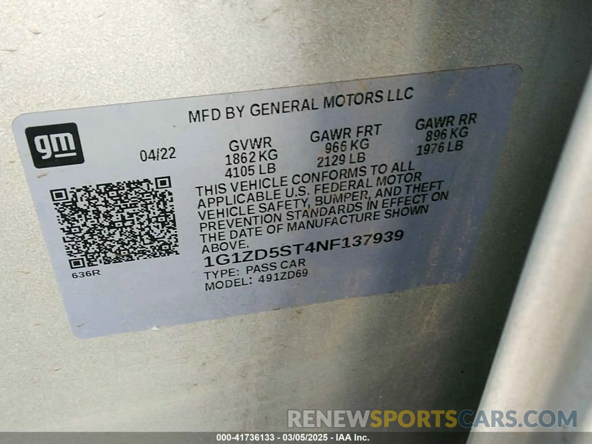 9 Photograph of a damaged car 1G1ZD5ST4NF137939 CHEVROLET MALIBU 2022