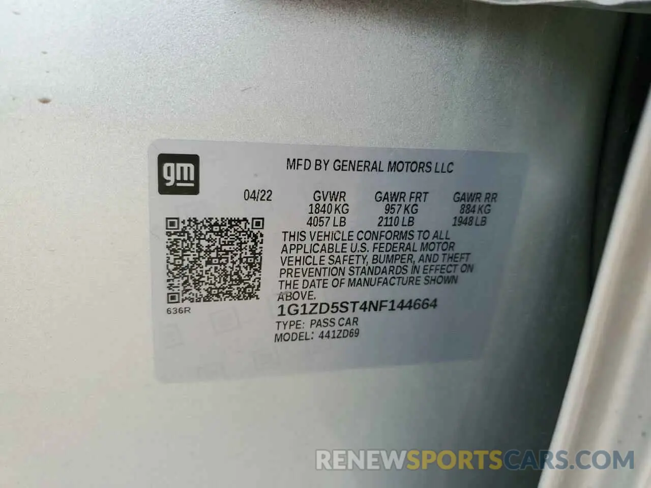 12 Photograph of a damaged car 1G1ZD5ST4NF144664 CHEVROLET MALIBU 2022