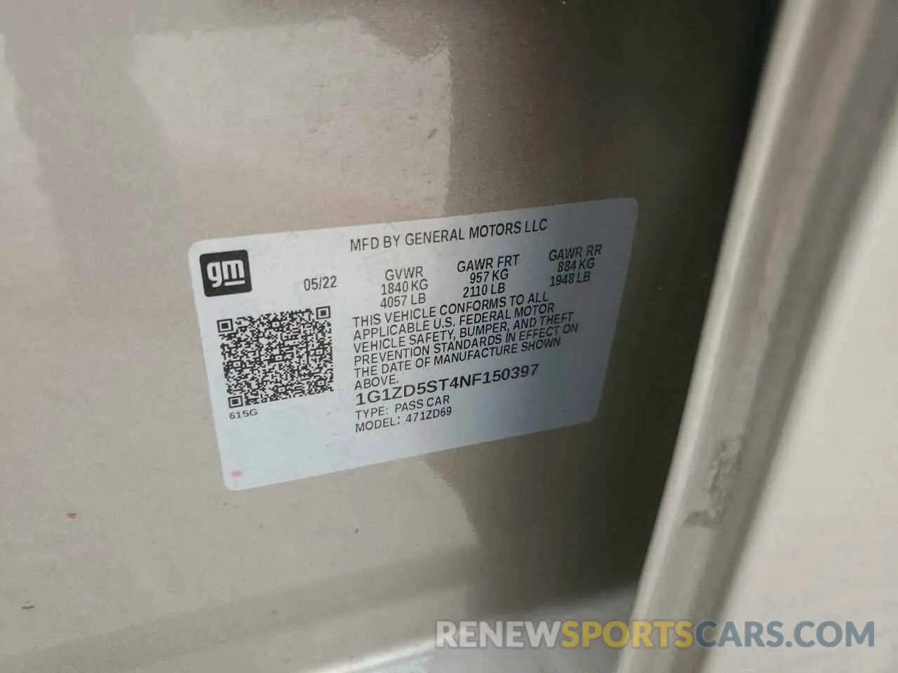 12 Photograph of a damaged car 1G1ZD5ST4NF150397 CHEVROLET MALIBU 2022