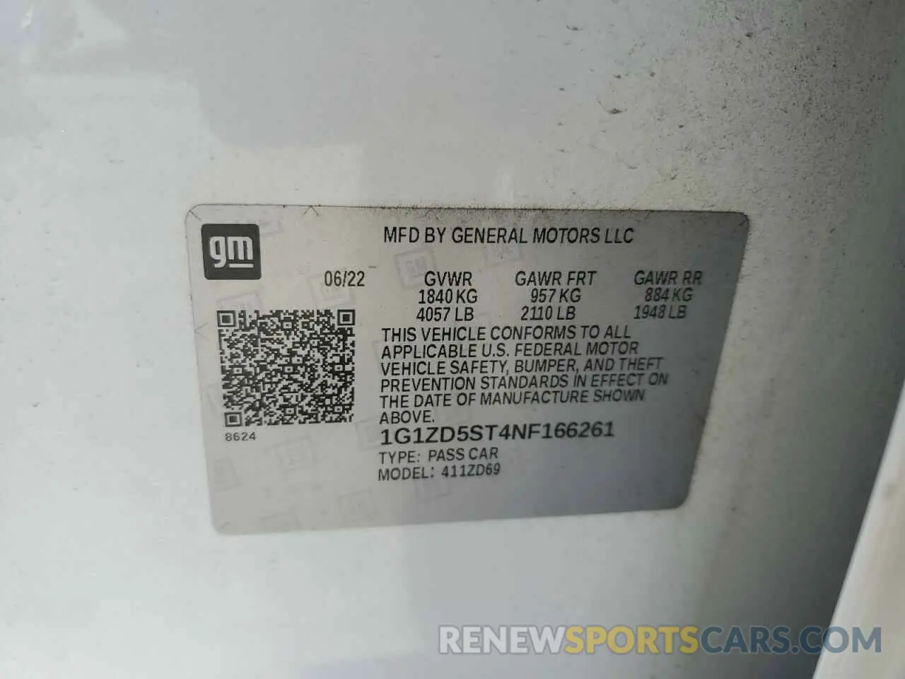 12 Photograph of a damaged car 1G1ZD5ST4NF166261 CHEVROLET MALIBU 2022