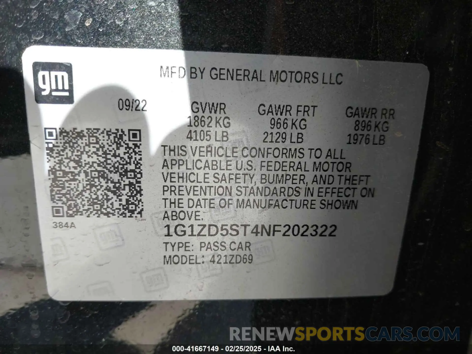 9 Photograph of a damaged car 1G1ZD5ST4NF202322 CHEVROLET MALIBU 2022