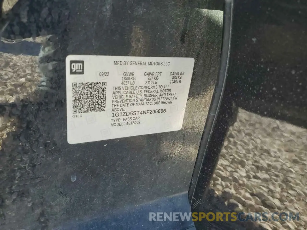 14 Photograph of a damaged car 1G1ZD5ST4NF205866 CHEVROLET MALIBU 2022