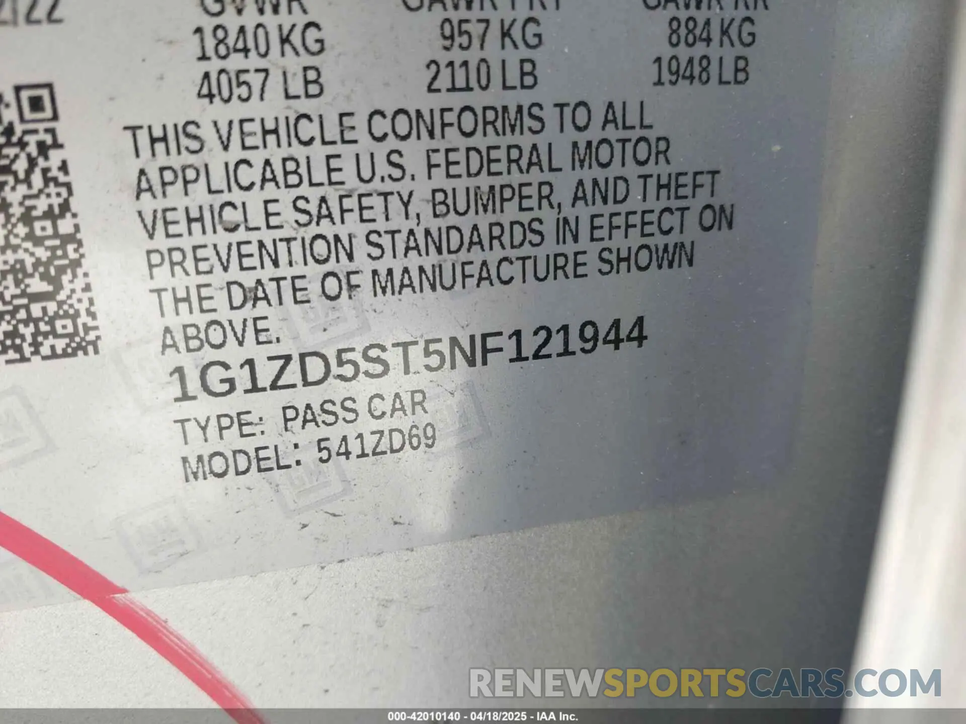 9 Photograph of a damaged car 1G1ZD5ST5NF121944 CHEVROLET MALIBU 2022