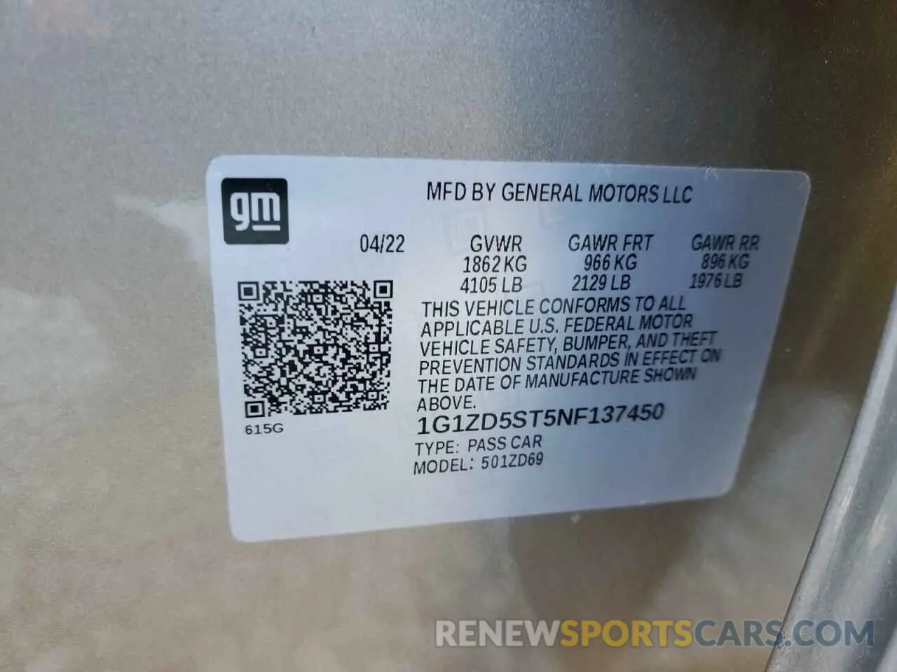 14 Photograph of a damaged car 1G1ZD5ST5NF137450 CHEVROLET MALIBU 2022