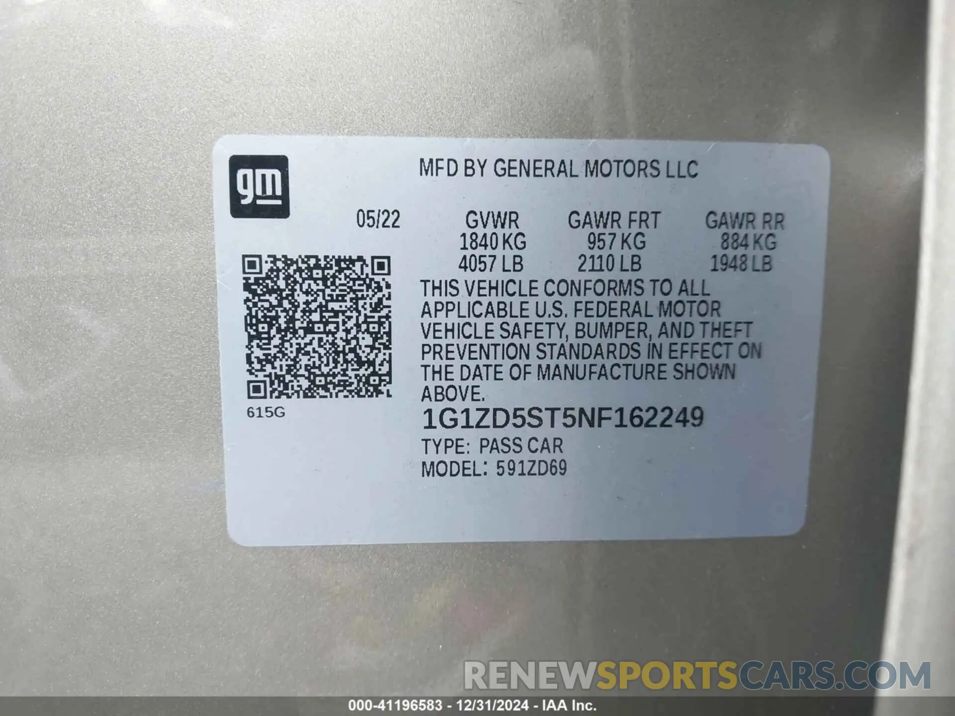 9 Photograph of a damaged car 1G1ZD5ST5NF162249 CHEVROLET MALIBU 2022