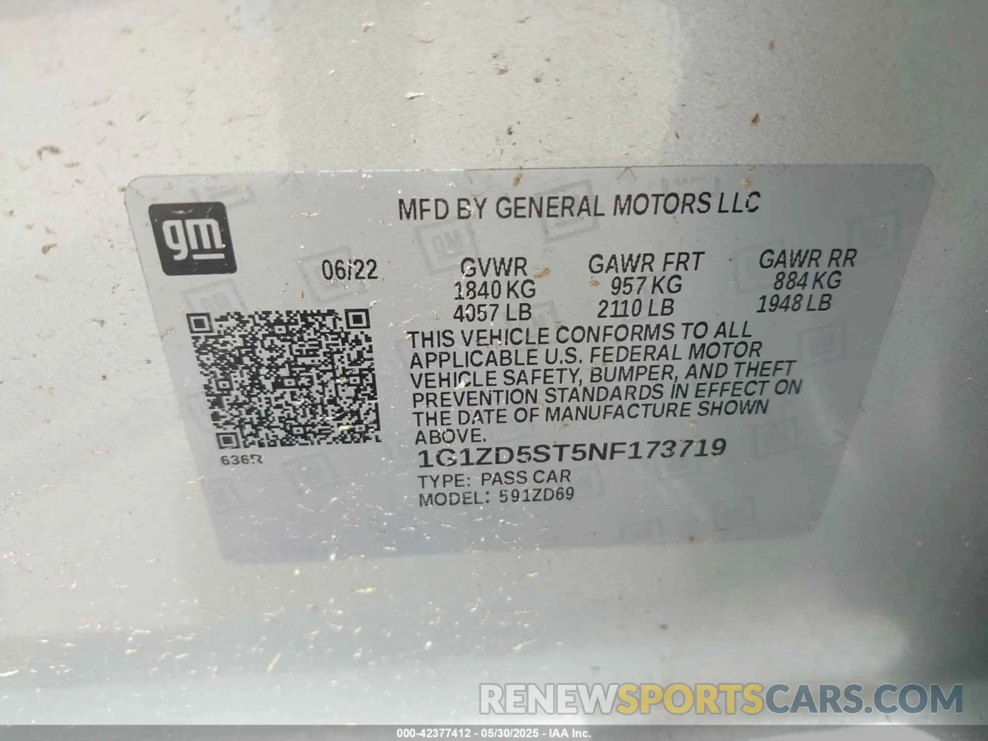 9 Photograph of a damaged car 1G1ZD5ST5NF173719 CHEVROLET MALIBU 2022