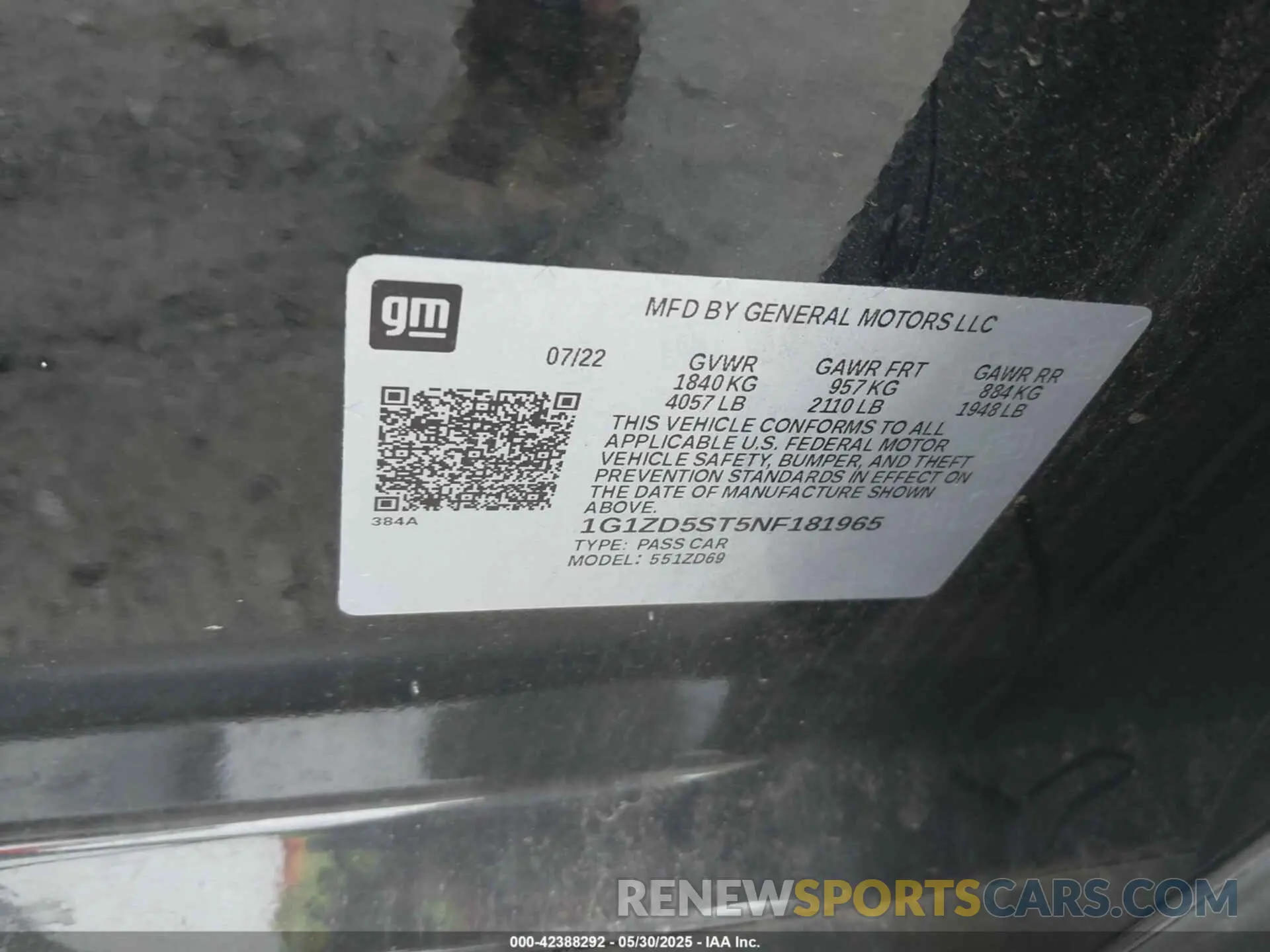 9 Photograph of a damaged car 1G1ZD5ST5NF181965 CHEVROLET MALIBU 2022