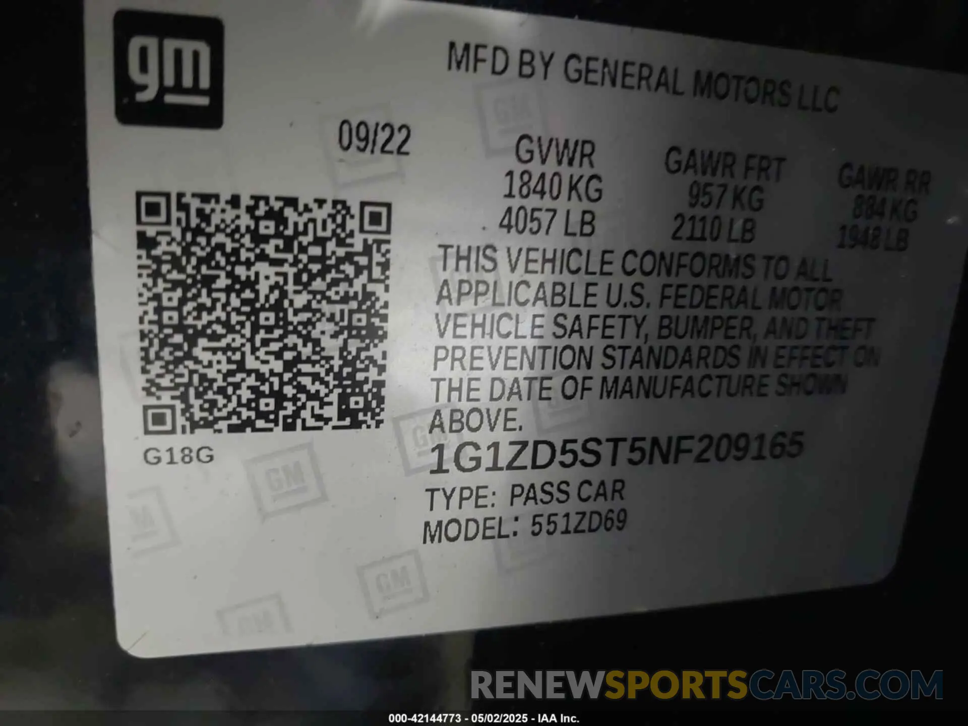 9 Photograph of a damaged car 1G1ZD5ST5NF209165 CHEVROLET MALIBU 2022
