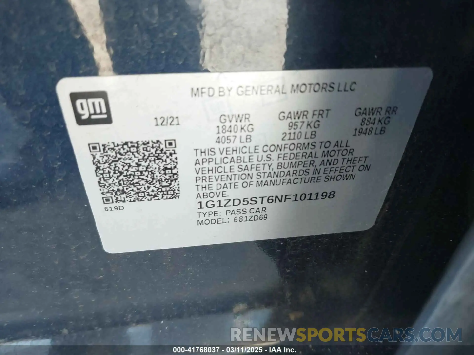 9 Photograph of a damaged car 1G1ZD5ST6NF101198 CHEVROLET MALIBU 2022