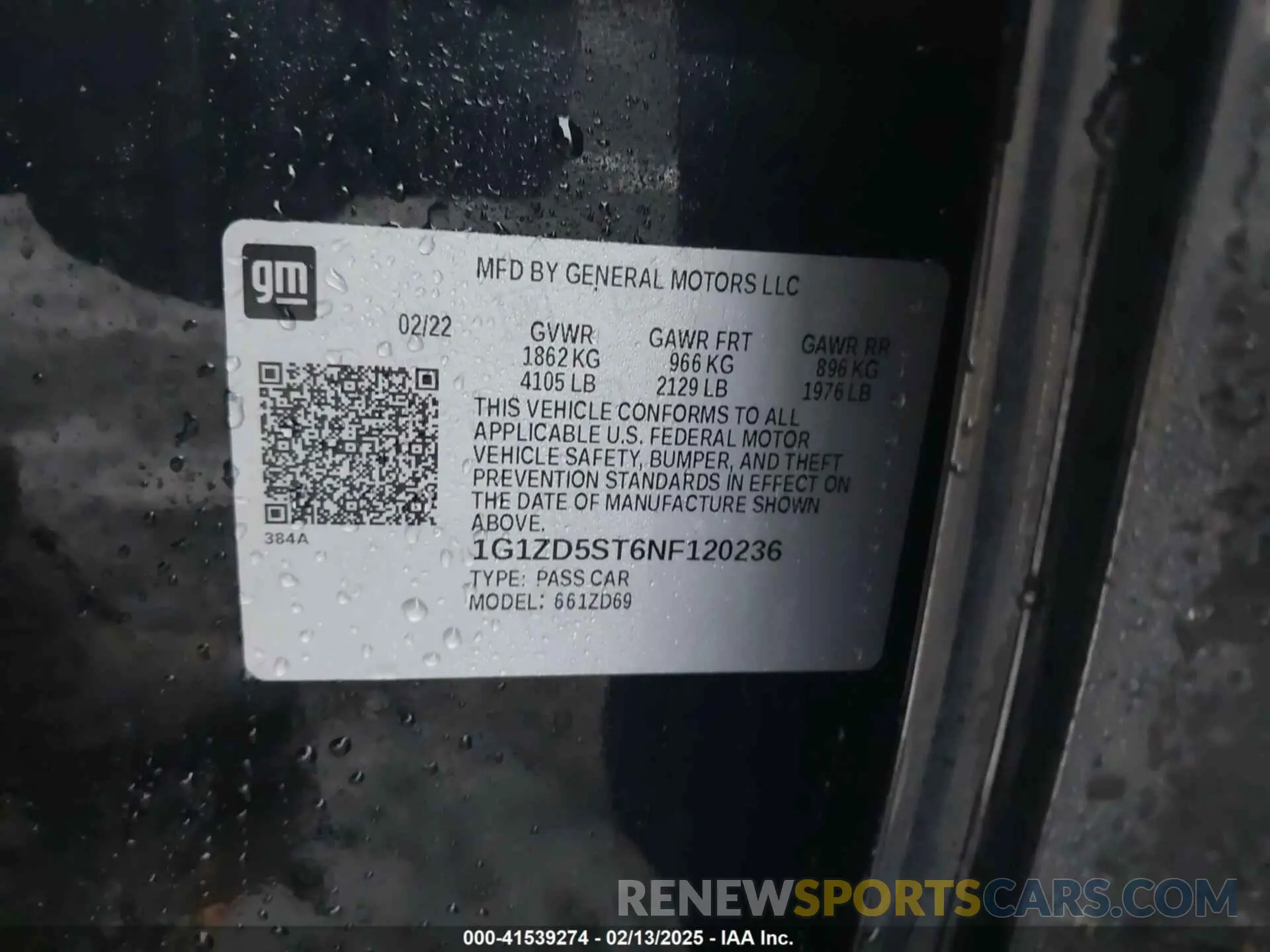9 Photograph of a damaged car 1G1ZD5ST6NF120236 CHEVROLET MALIBU 2022