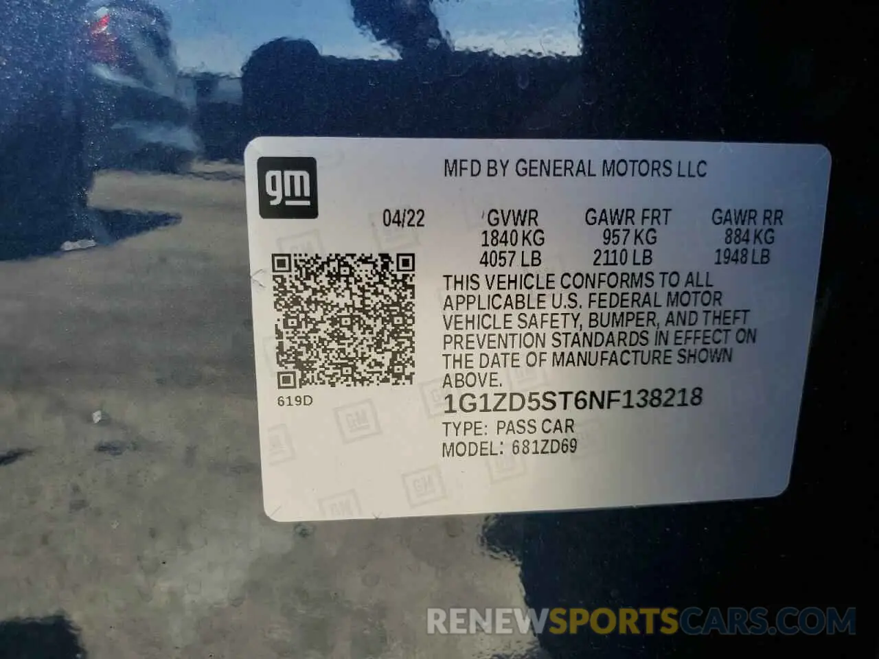 12 Photograph of a damaged car 1G1ZD5ST6NF138218 CHEVROLET MALIBU 2022