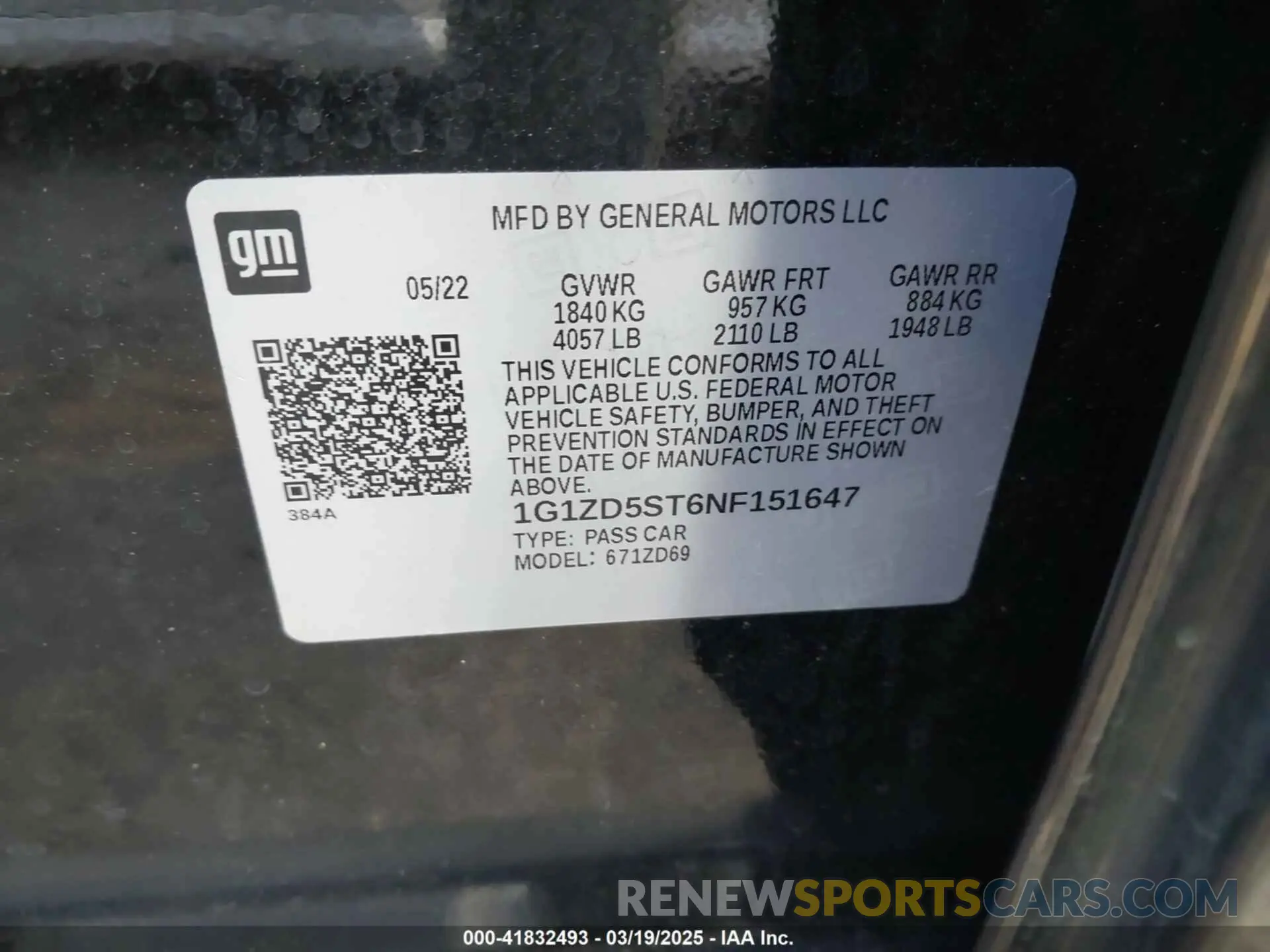 9 Photograph of a damaged car 1G1ZD5ST6NF151647 CHEVROLET MALIBU 2022