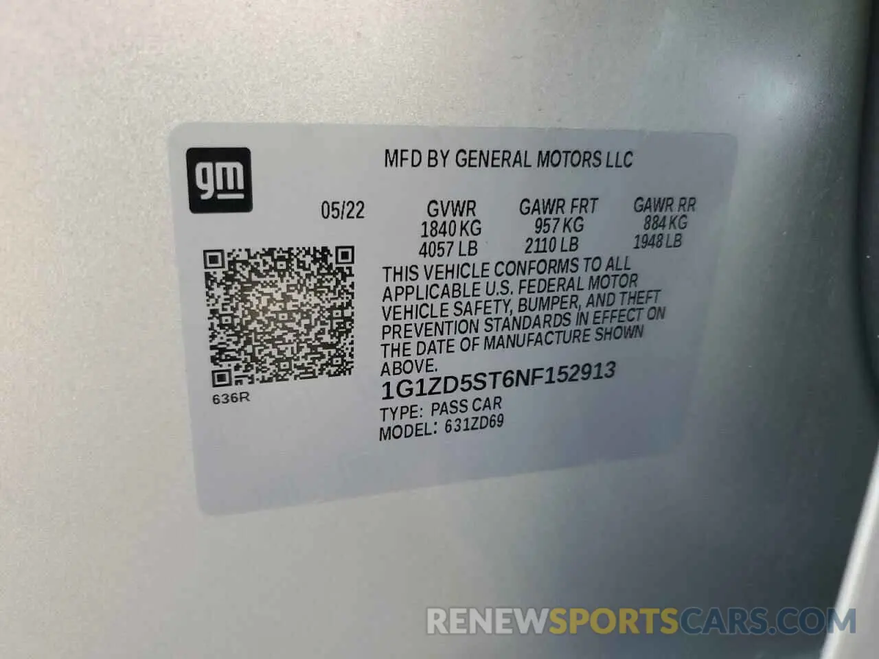 12 Photograph of a damaged car 1G1ZD5ST6NF152913 CHEVROLET MALIBU 2022