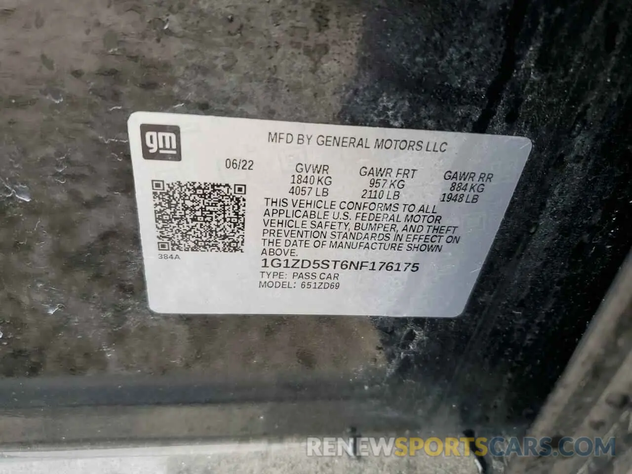 12 Photograph of a damaged car 1G1ZD5ST6NF176175 CHEVROLET MALIBU 2022