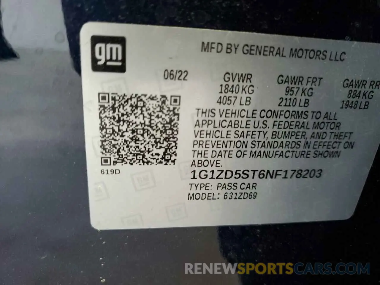 14 Photograph of a damaged car 1G1ZD5ST6NF178203 CHEVROLET MALIBU 2022