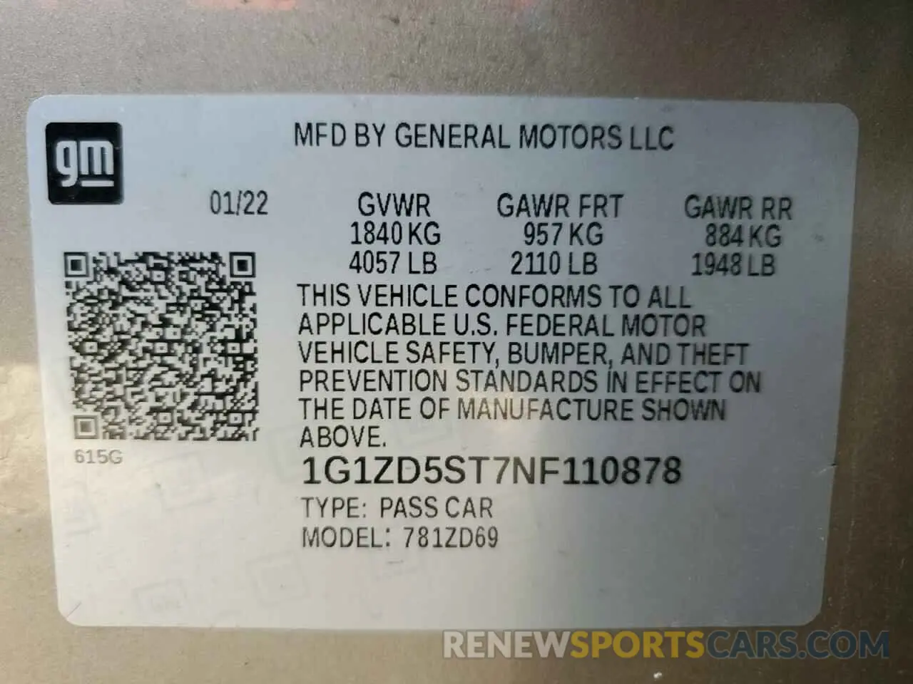 12 Photograph of a damaged car 1G1ZD5ST7NF110878 CHEVROLET MALIBU 2022