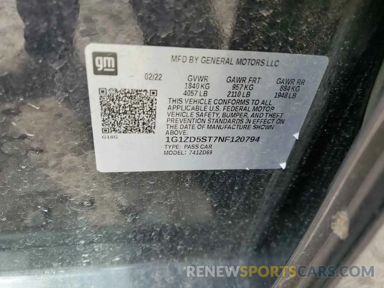 12 Photograph of a damaged car 1G1ZD5ST7NF120794 CHEVROLET MALIBU 2022