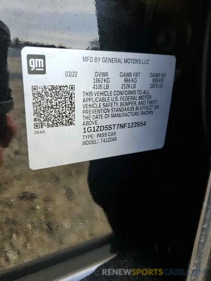 13 Photograph of a damaged car 1G1ZD5ST7NF123954 CHEVROLET MALIBU 2022