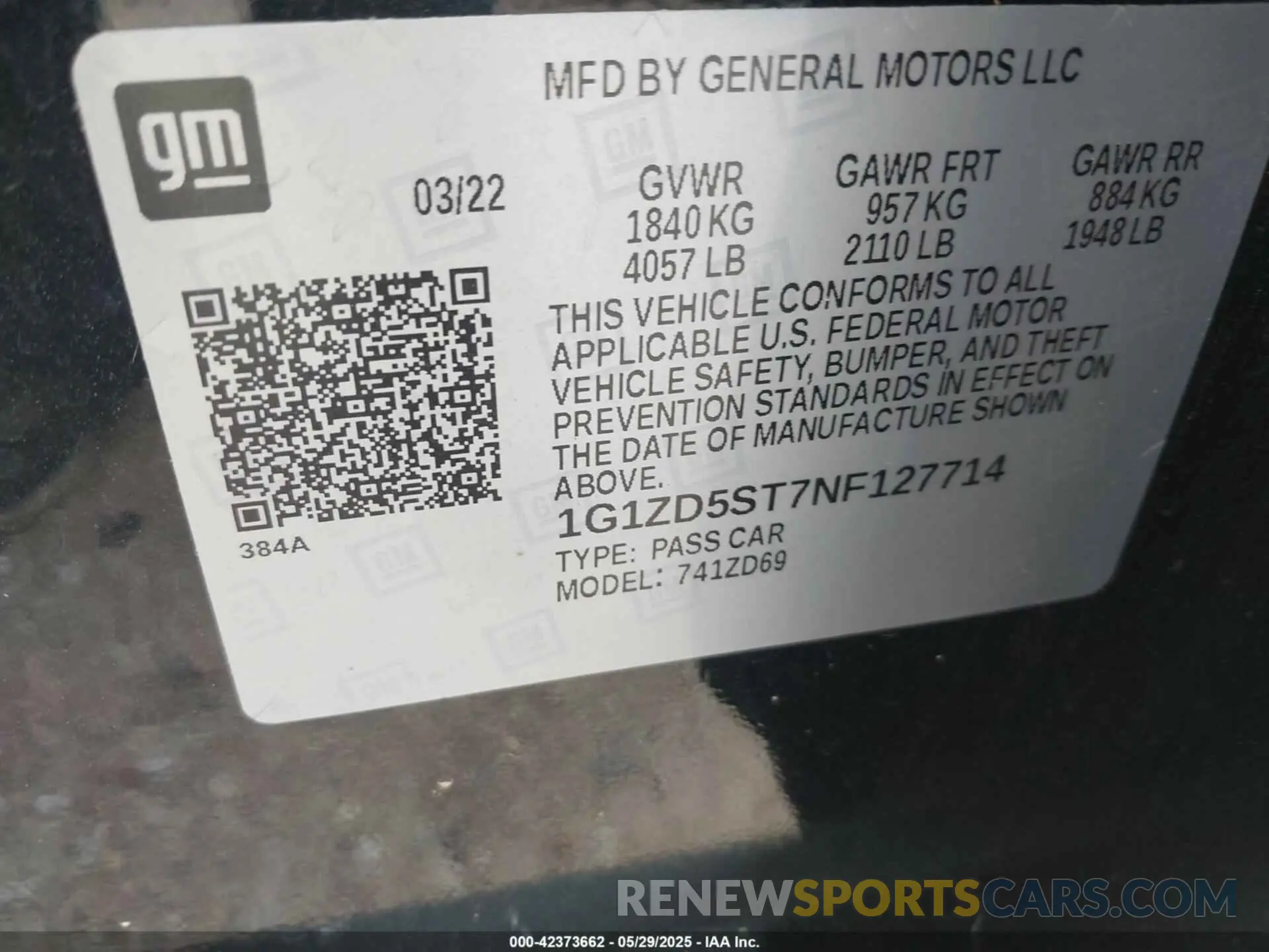 9 Photograph of a damaged car 1G1ZD5ST7NF127714 CHEVROLET MALIBU 2022