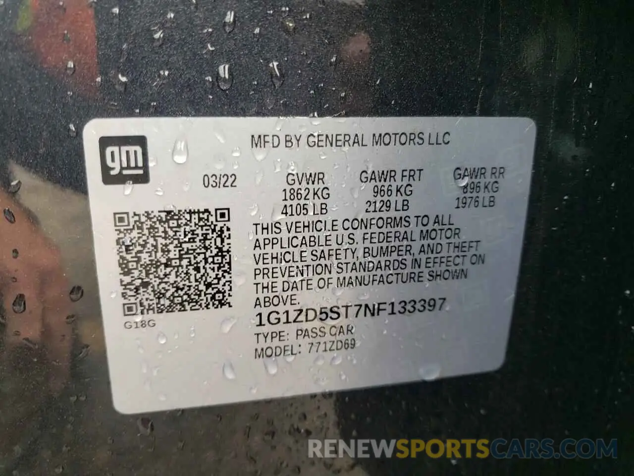 12 Photograph of a damaged car 1G1ZD5ST7NF133397 CHEVROLET MALIBU 2022