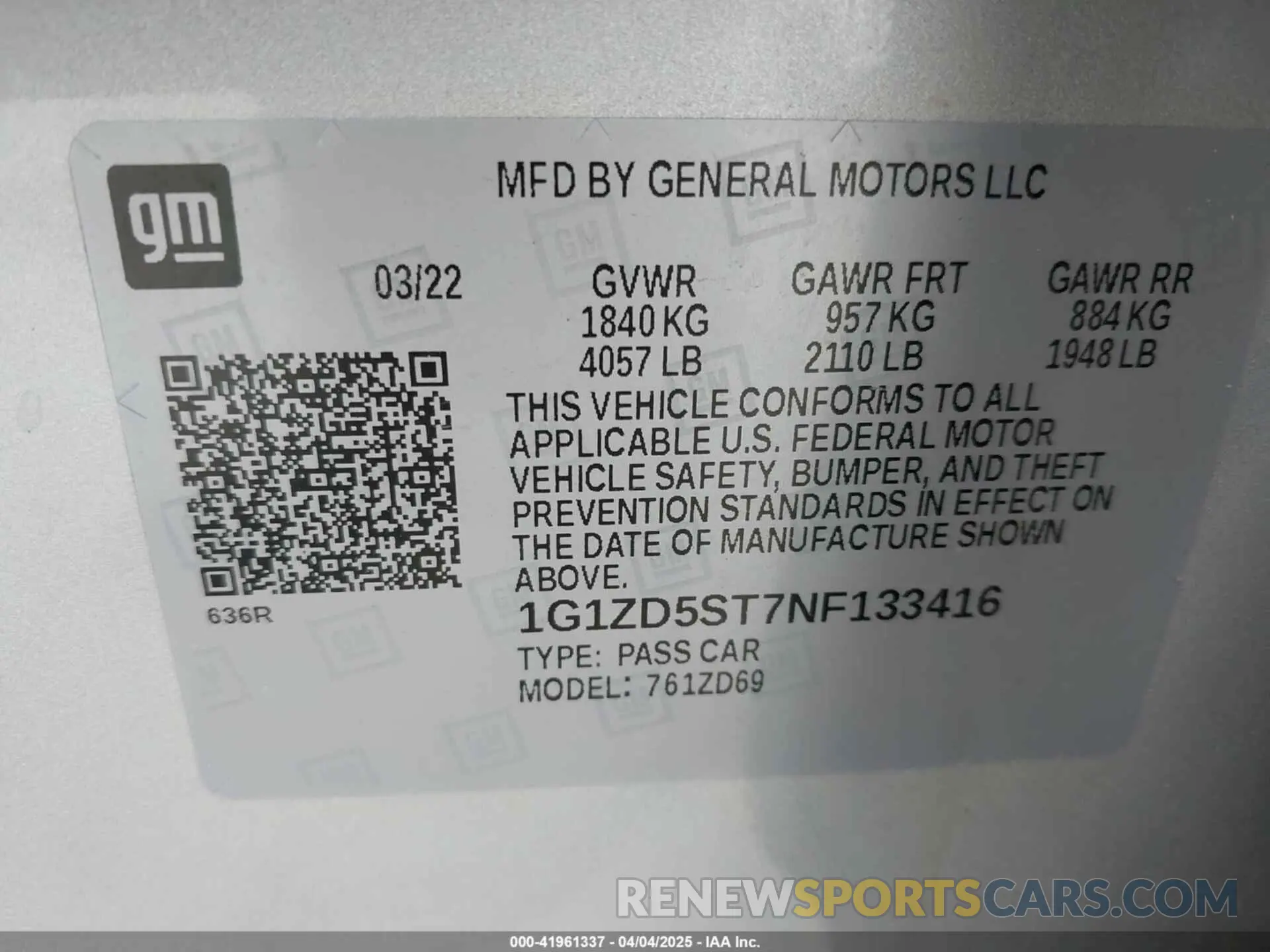 9 Photograph of a damaged car 1G1ZD5ST7NF133416 CHEVROLET MALIBU 2022
