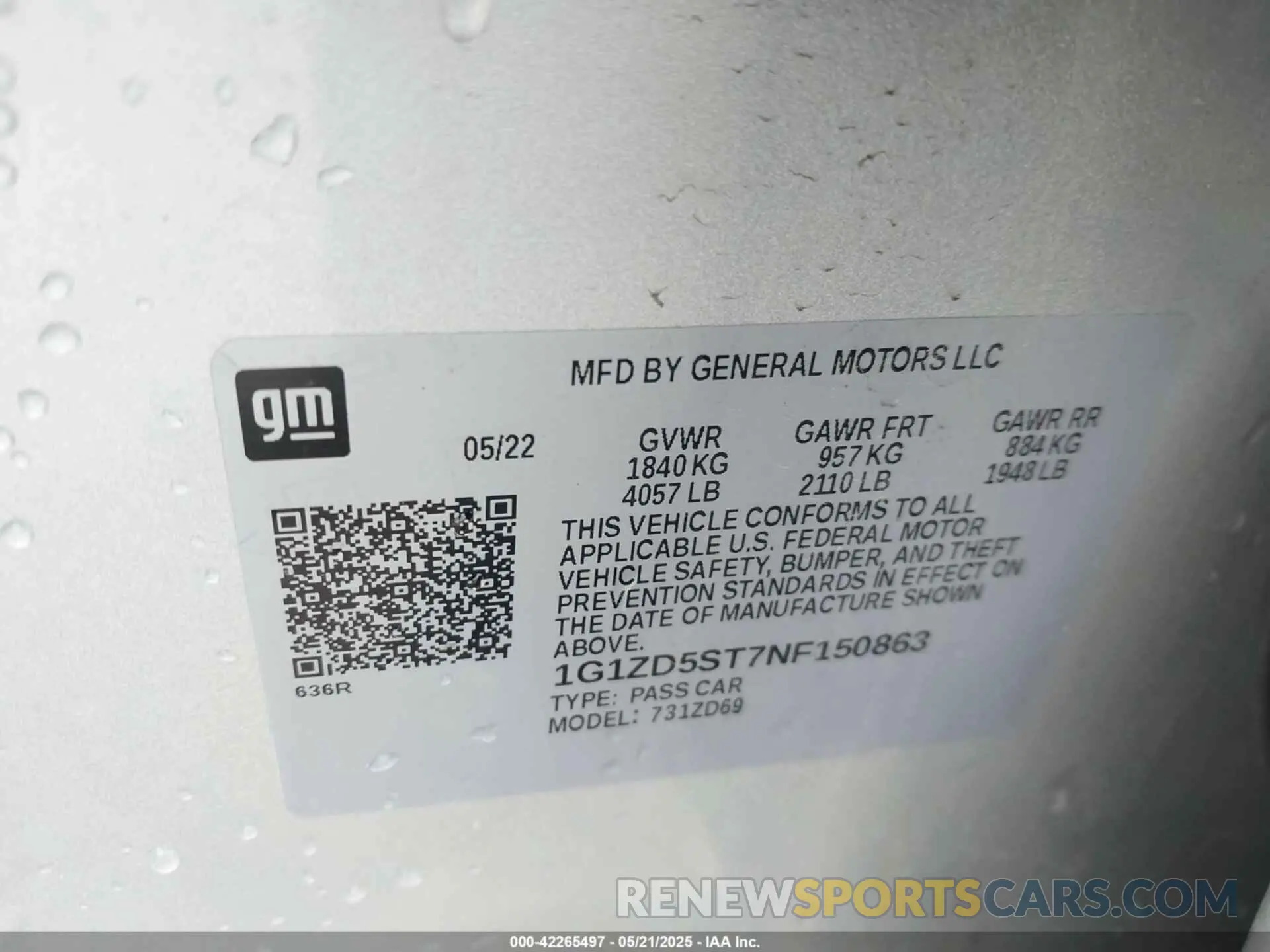 9 Photograph of a damaged car 1G1ZD5ST7NF150863 CHEVROLET MALIBU 2022