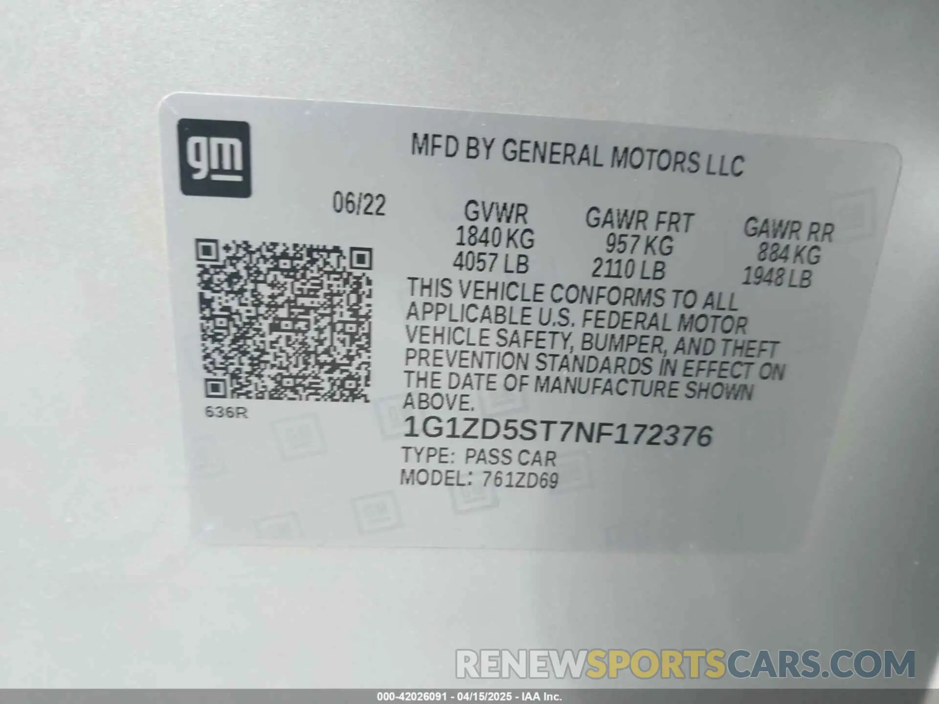 9 Photograph of a damaged car 1G1ZD5ST7NF172376 CHEVROLET MALIBU 2022