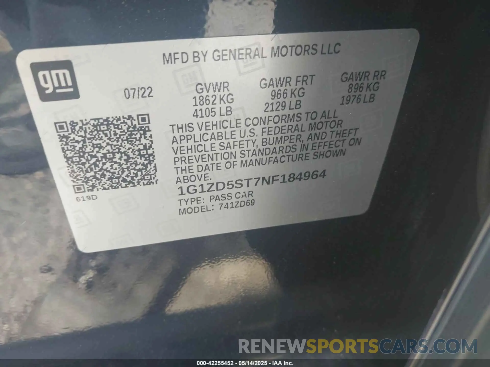 9 Photograph of a damaged car 1G1ZD5ST7NF184964 CHEVROLET MALIBU 2022