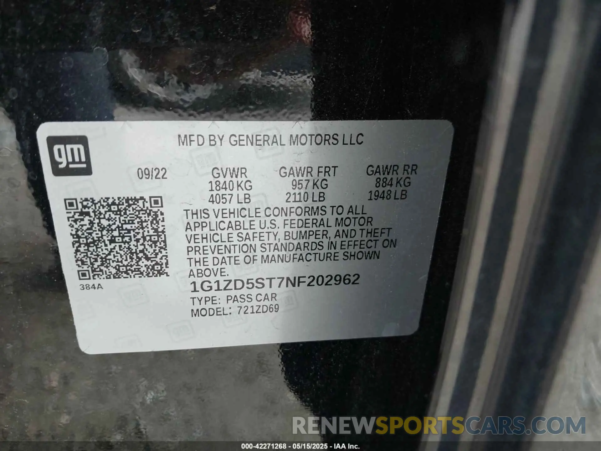 9 Photograph of a damaged car 1G1ZD5ST7NF202962 CHEVROLET MALIBU 2022
