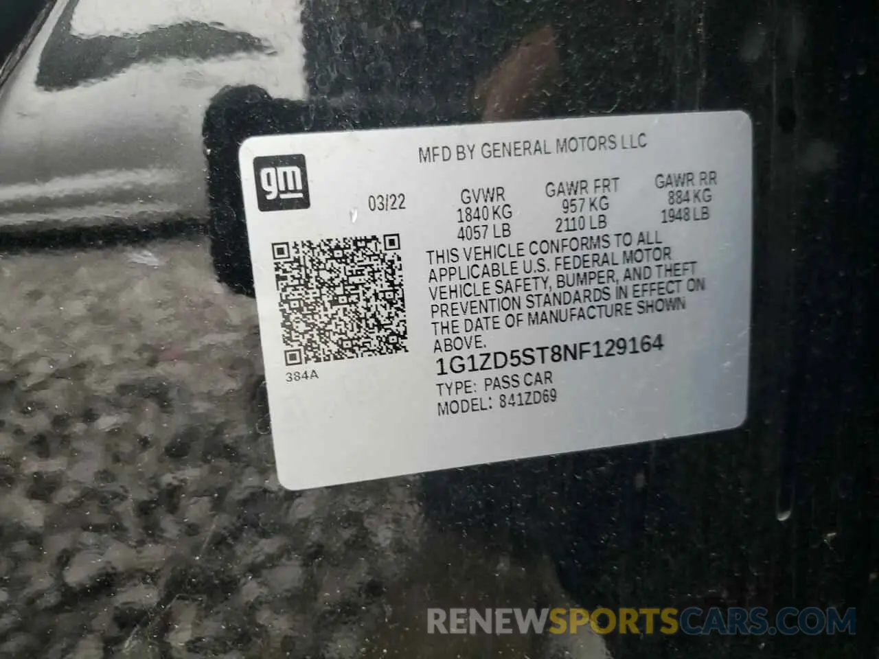 13 Photograph of a damaged car 1G1ZD5ST8NF129164 CHEVROLET MALIBU 2022