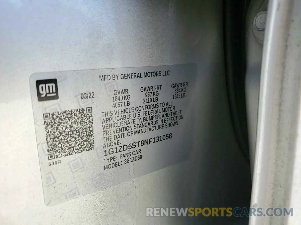 14 Photograph of a damaged car 1G1ZD5ST8NF131058 CHEVROLET MALIBU 2022