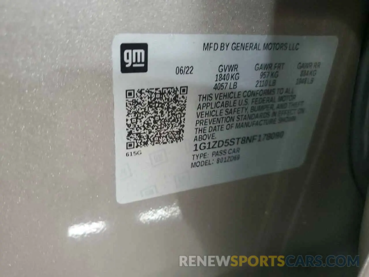 13 Photograph of a damaged car 1G1ZD5ST8NF178090 CHEVROLET MALIBU 2022