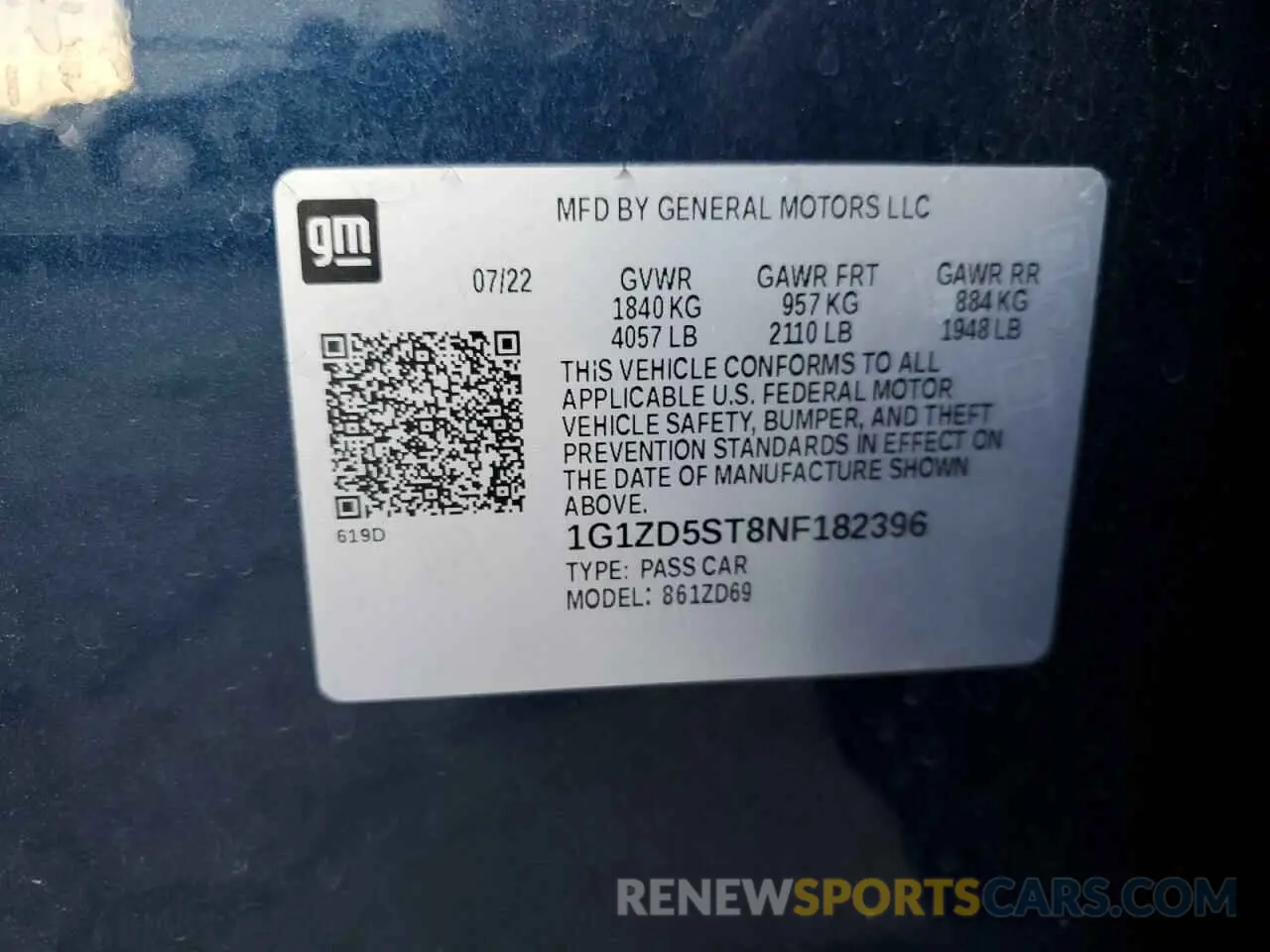 12 Photograph of a damaged car 1G1ZD5ST8NF182396 CHEVROLET MALIBU 2022