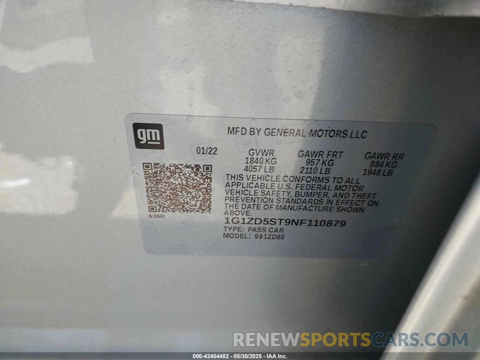 9 Photograph of a damaged car 1G1ZD5ST9NF110879 CHEVROLET MALIBU 2022