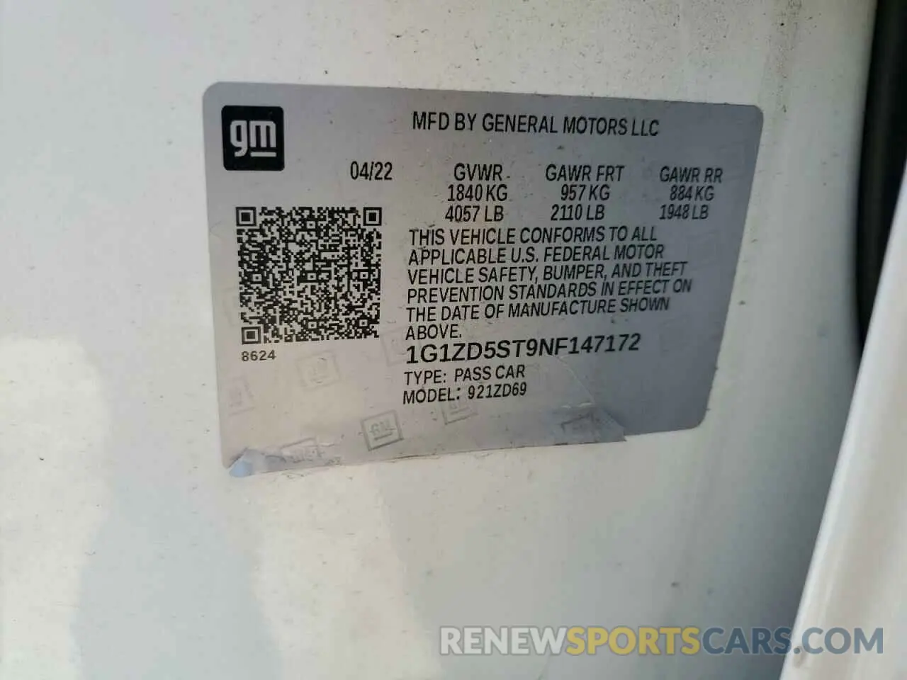13 Photograph of a damaged car 1G1ZD5ST9NF147172 CHEVROLET MALIBU 2022