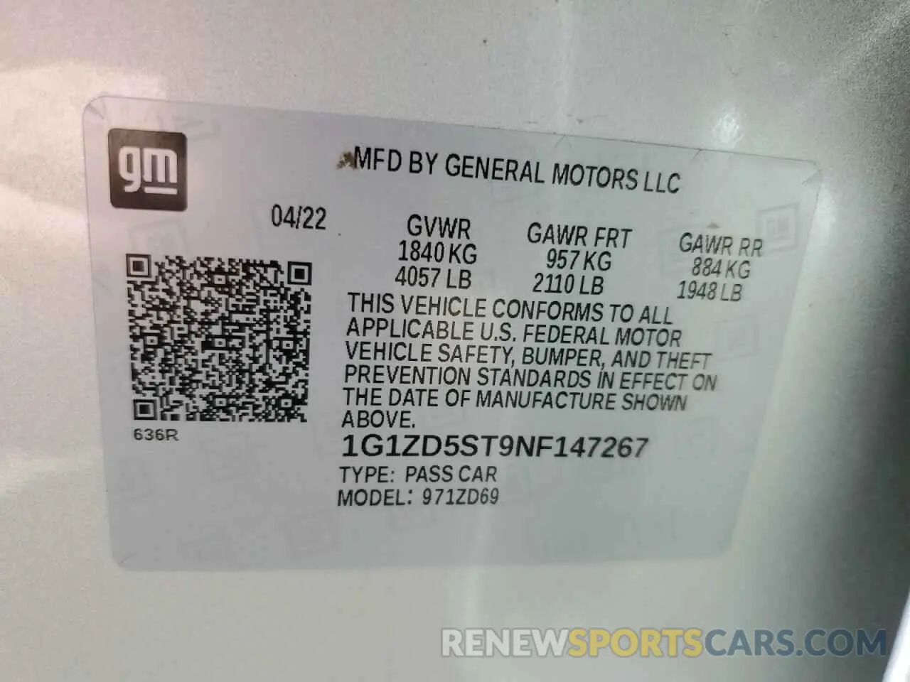14 Photograph of a damaged car 1G1ZD5ST9NF147267 CHEVROLET MALIBU 2022