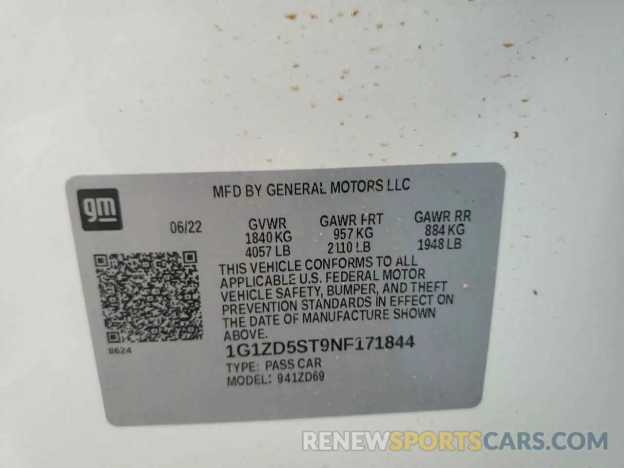 12 Photograph of a damaged car 1G1ZD5ST9NF171844 CHEVROLET MALIBU 2022